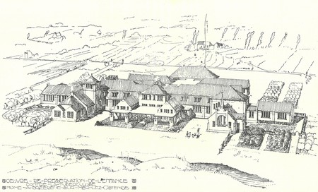Home de Bredene, Kapelstraat 76, Bredene, dessin en perspective (<i>L’Émulation</i>, 1922, p. 172)