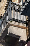 Van Lintstraat 9, Anderlecht, detail van het balkon (© ARCHistory, foto 2026)