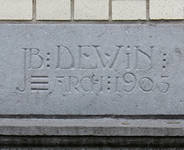 Georges Brugmannplein 29, Elsene, signatuur van de architect (© ARCHistory, foto 2026)