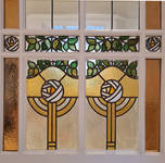 Tervurenlaan 68-70, Etterbeek, inkomhal, detail van het glas-in-lood (© Olivier Berckmans, foto 2022)