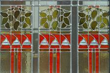 Tervurenlaan 68-70, Etterbeek, inkomhal, detail van een glas-in-loodraam (© EmDee, foto 2009)