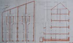 Rue Rossini 6 à 12, Anderlecht, plan des rez-de-chaussée et coupe longitudinale, ACA/Urb. 9668 (01.12.1903)