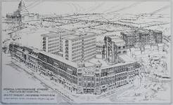 Hôpital Saint-Pierre, avant-projet, dernière hypothèse (<i>Savoir et Beauté</i>, 1924, 1, p. 9)
