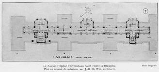 Hôpital Saint-Pierre, plan du niveau du solarium (<i>Le Document</i>, 1933, 7)