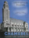 L'hôtel communal de Forest dans une publicité pour les châssis CHAMEBEL (© KANAL Architecture, Brussels, fonds Jean-Baptiste Dewin)