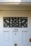 Franz Merjaystraat 112, Elsene, detail van de voordeur (© ARCHistory, foto 2026)