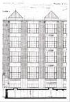 Chaussée de Forest 62-70, Saint-Gilles, bâtiment arrière, détail de l'élévation, ACSG/Urb. 127 (1920)