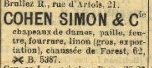 Les Établissements Simon Cohen & Cie dans l'</i>Almanach du Commerce et de l'Industrie</i> de 1921 (© AVB)