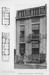 Brugmannlaan 410, Ukkel, voorgevel en grondplan van de eerste twee verdiepingen (<i>L’Émulation</i>, 1907, pl. 8)