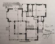 Avenue Hamoir 41, Uccle, plan du rez-de-chaussée (Marie Jamar, <i>Jean-Baptiste Dewin, architecte de la période Art nouveau-Art Déco</i> (travail de fin d'études), ISACF-La Cambre, 1994-1995)