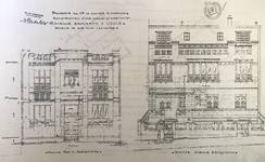 Avenue Brugmann 523, Uccle, élévations (Marie Jamar, <i>Jean-Baptiste Dewin, architecte de la période Art nouveau-Art Déco</i> (travail de fin d'études), ISACF-La Cambre, 1994-1995)